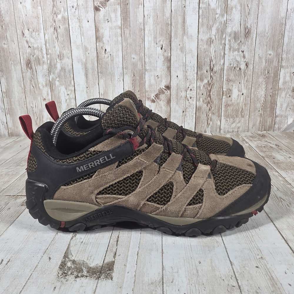 Merrell Mens Hiking Shoes Brown Suede Mesh Low Top Trail Sneakers J034543 Size 8